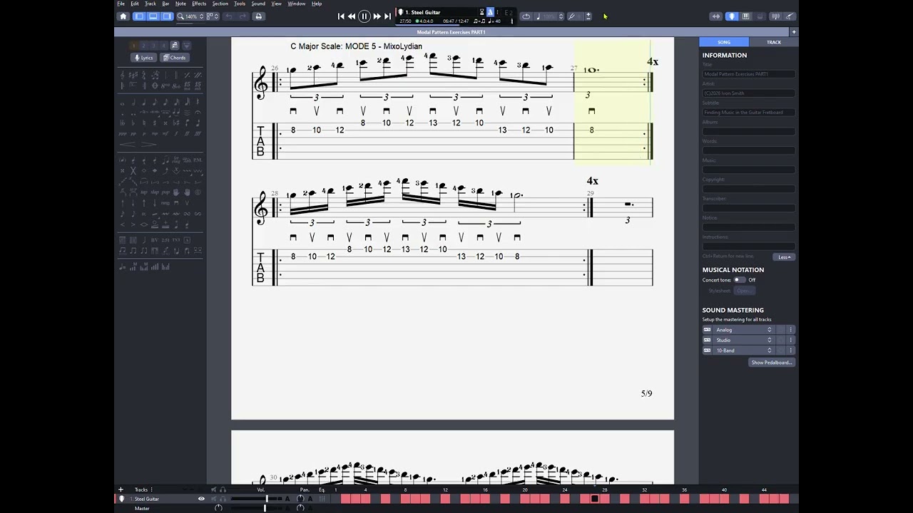 Guitar Modal Pattern Exercises PART1 GP8 screengrab