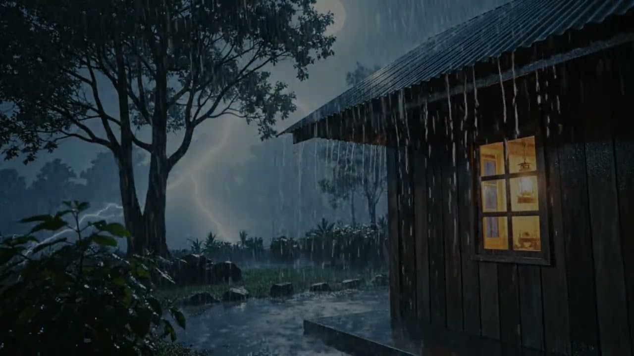 Heavy Rain and Thunder Sounds for Sleeping - Black Screen | Relaxing Storm Ambience to Sleep 6578
