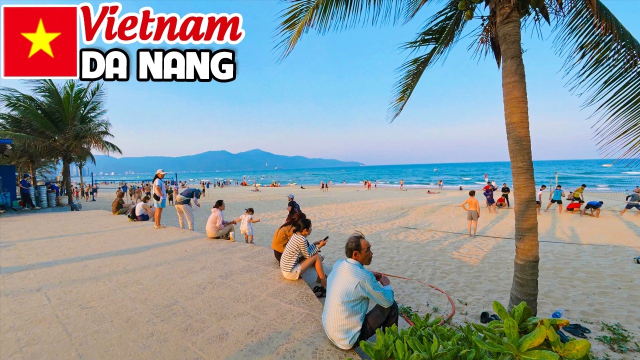 (4K) My Khe Beach Da Nang Vietnam - From Peaceful Afternoon to Unexpected Crowd