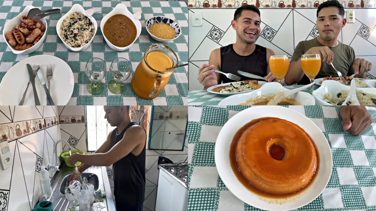 LINGUIÇA ASSADA, FEIJÃO, ARROZ COM COUVE | ALMOÇO DELICIOSO
