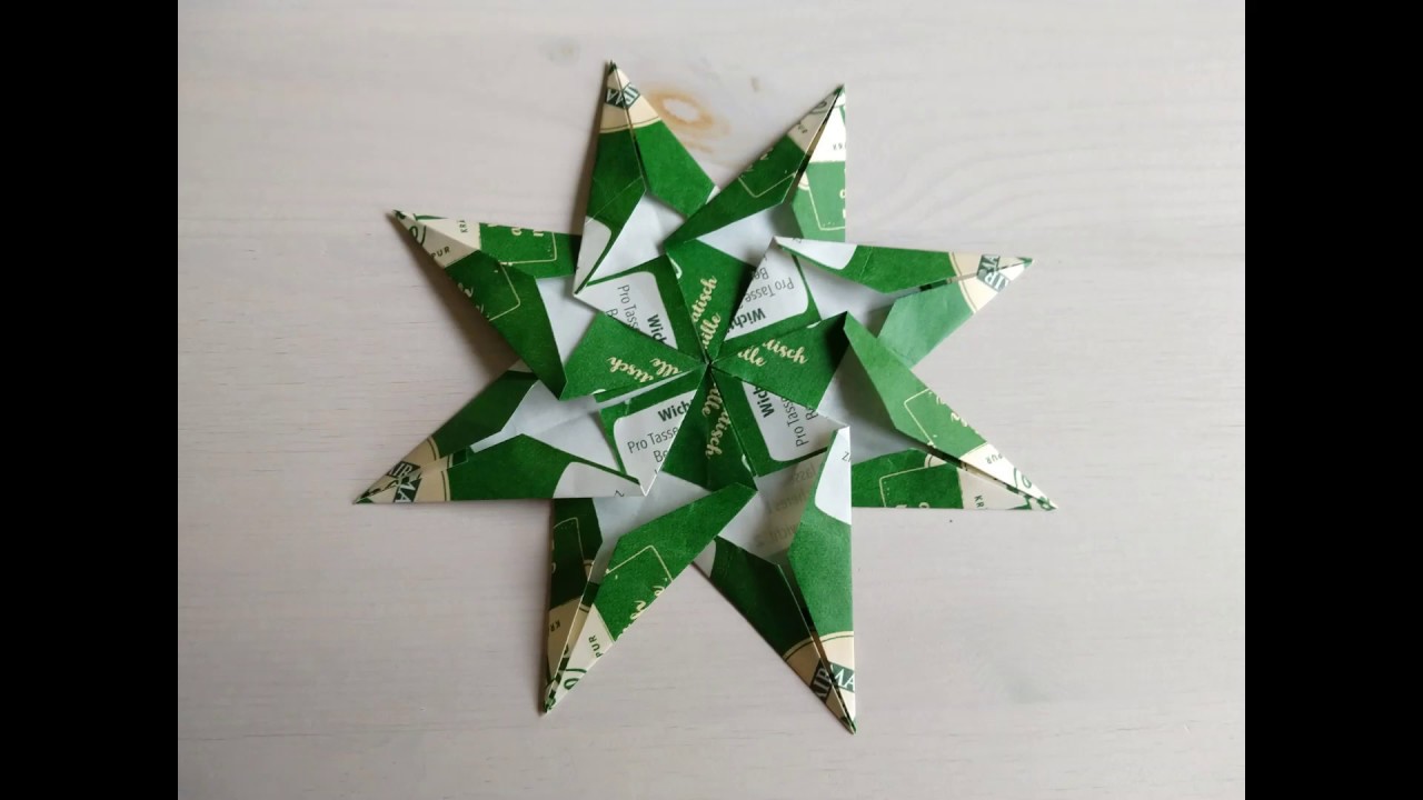Upcycling: Sterne aus Teebeutelverpackungen, mit der ganzen Familie und auch Dementen basteln