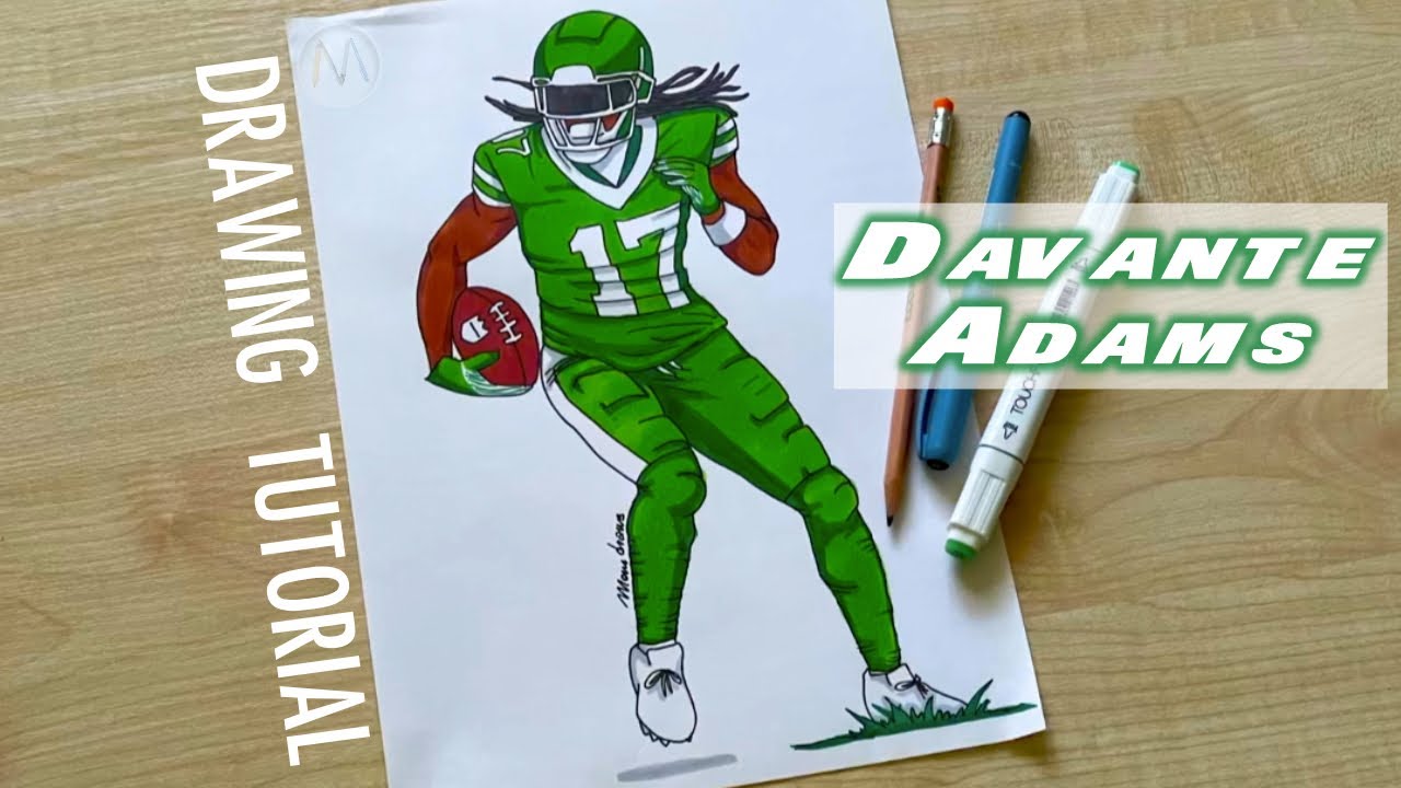 How to draw Davante Adams from New York Jets / How to draw NFL football players