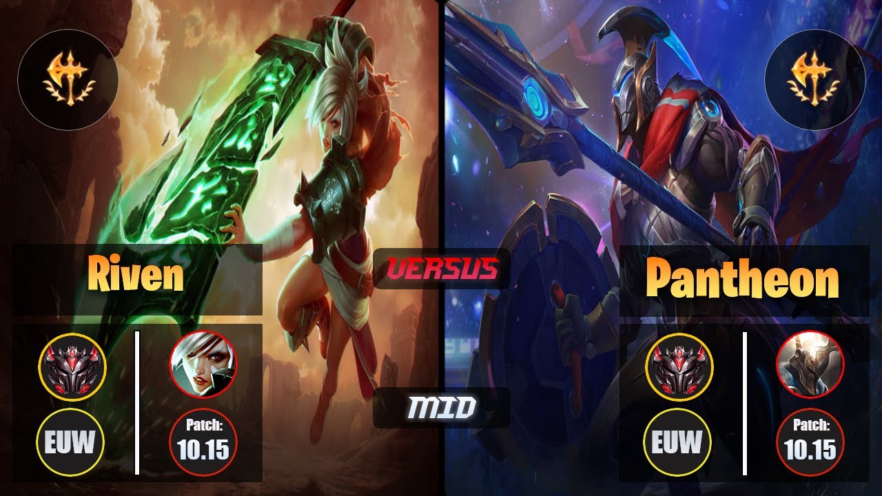 GrandMaster RIVEN [Conqueror] (Mid) VS  PANTHEON - Grandmaster EUW Patch 10.15