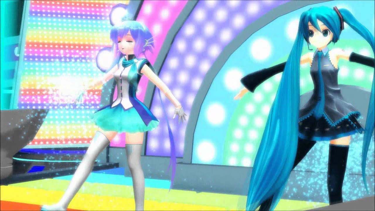 【Hatsune Miku + Aoki Lapis】「H A P P Y  S Y N T H E S I Z E R 」【VOCALOID3カバー x MMD】