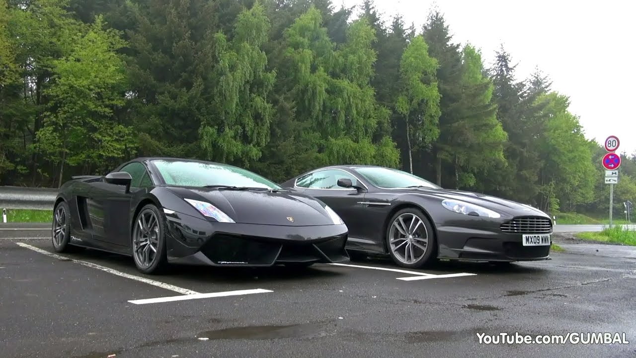 Aston Martin DBS + Lamborghini Gallardo LP570-4 Spyder Performante - Lovely Sounds!