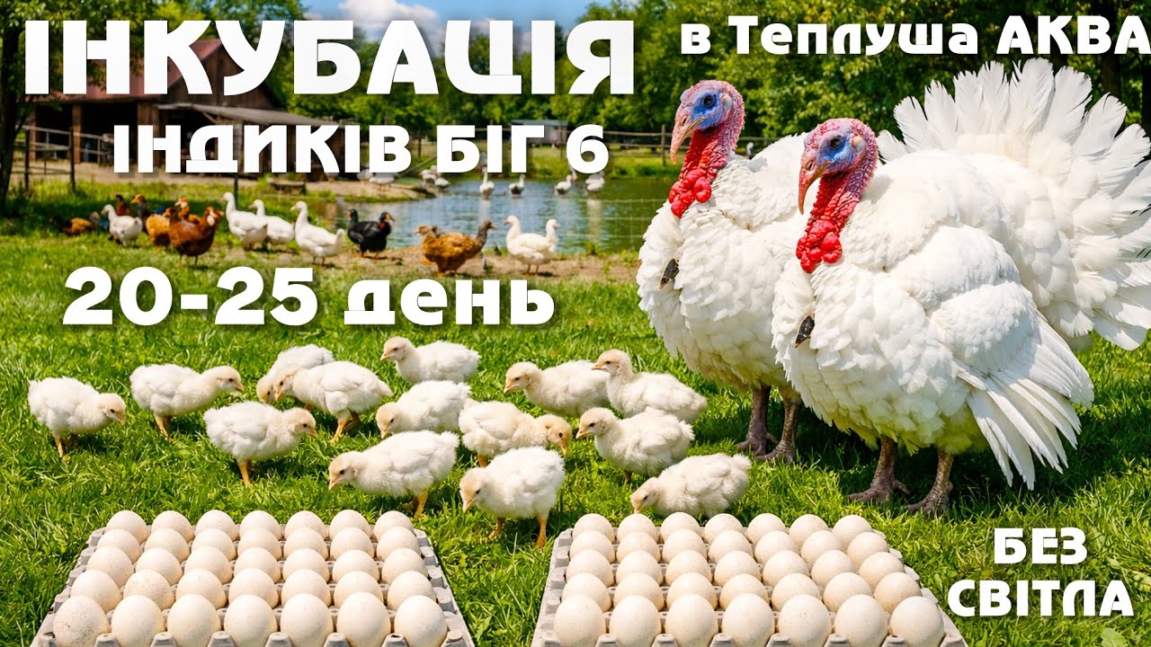 Інкубація Індюків Біг 6‼️20-25 день, 5 годин без світла😱 в Теплуша АКВА