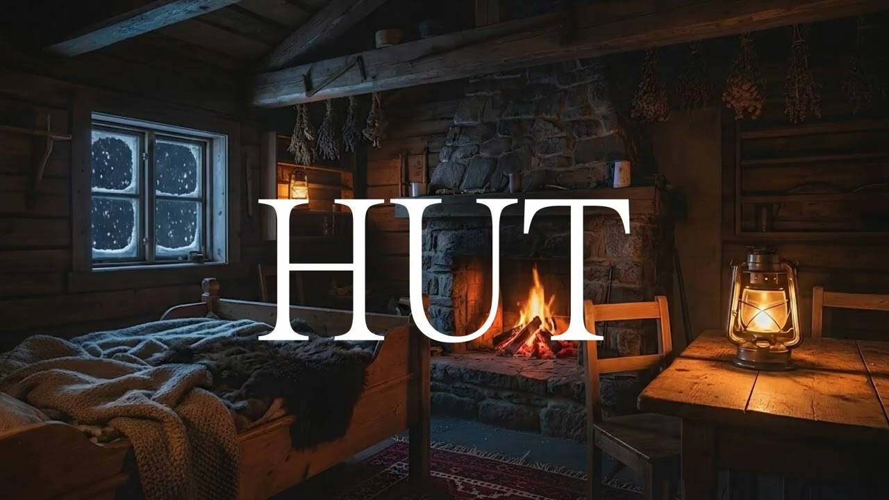 HUT | Cozy Snowy Cabin in the Mountains | Fireplace & Winter Ambience (No Music)