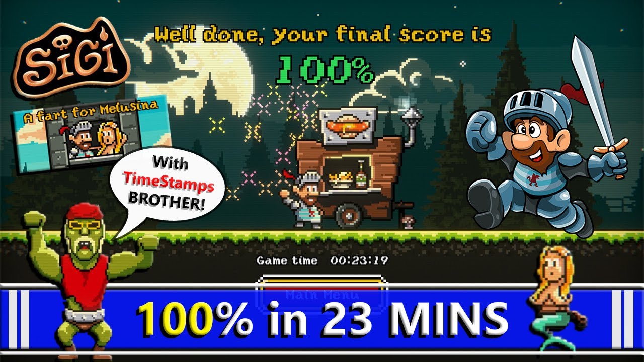 Sigi: A Fart for Melusina - 100% Speedrun in 23mins (ALL Caves & Items w/ TIMESTAMPS!)
