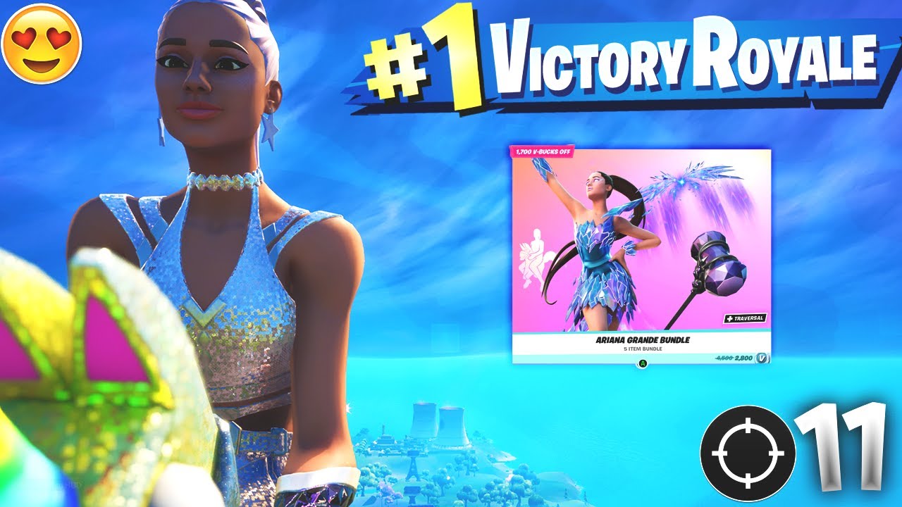 11 Kill Solo Win With Ariana Grande Gameplay In Fortnite Battle Royale (Season 7)