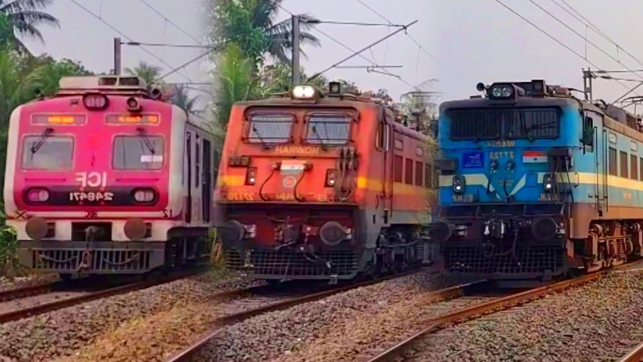 Indian Train Video।। Wap4 Intercity Express & EMU Local Train's crossing Railgeat । 