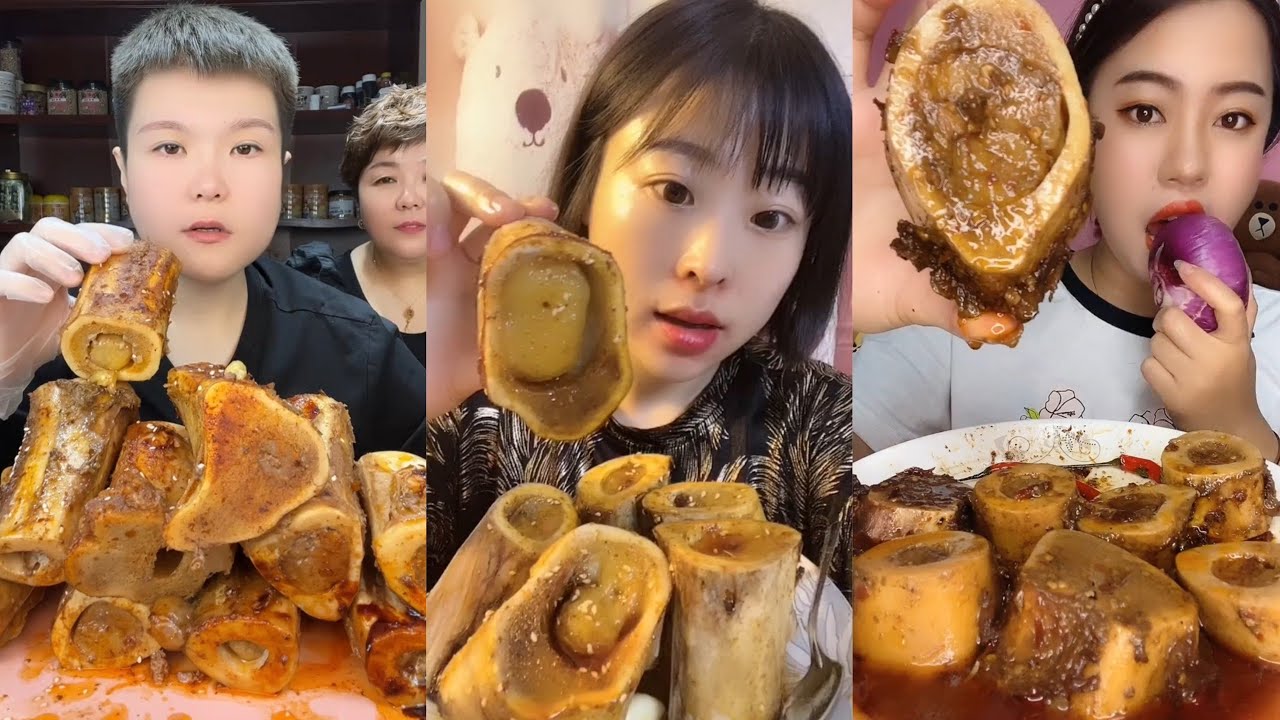 asmr mukbang bone marrow- thánh ăn tủy xương siêu cay - 牛骨髓, 牛肉の骨髄, 쇠고기 골수, गोजातीय अस्थि मज्जा #14