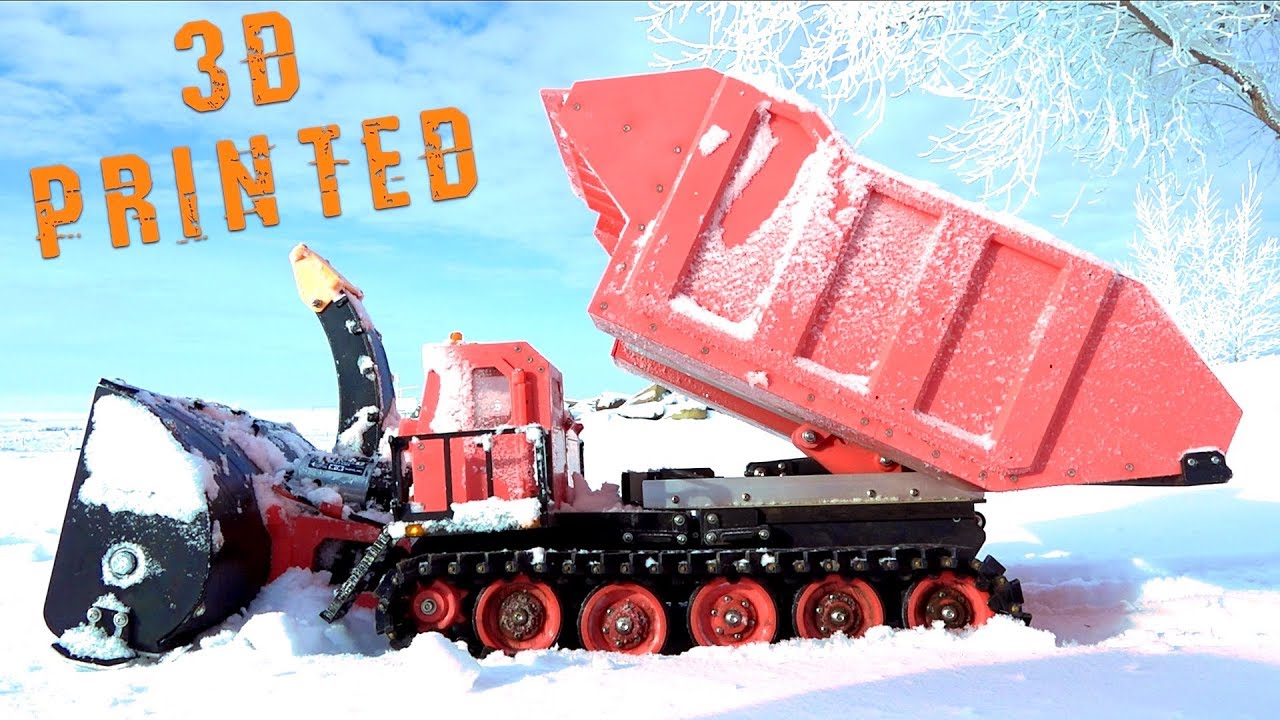 3D Printed Radio Controlled RED SNOW BLOWER & TRACKED MACHINE - Robots Doing Work | RC ADVENTURES