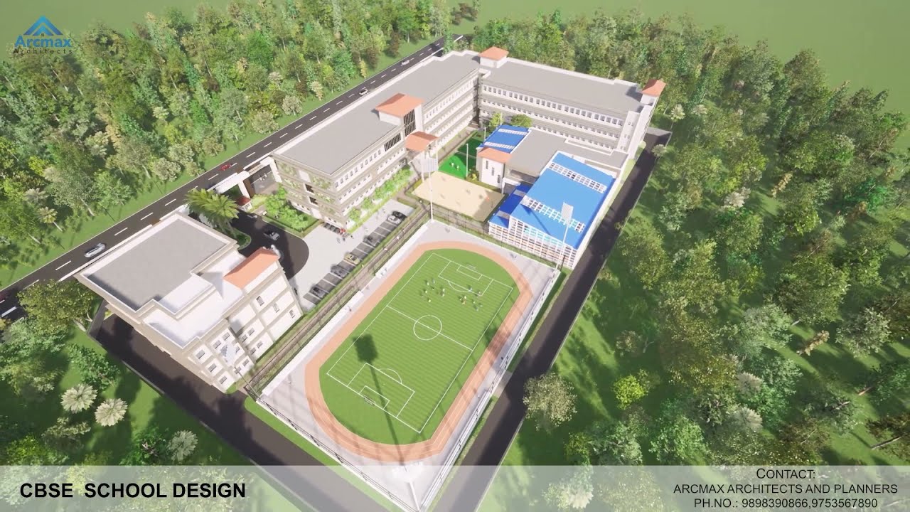 Modern School Building Architecture Design and School Layout Plan in Raipur India