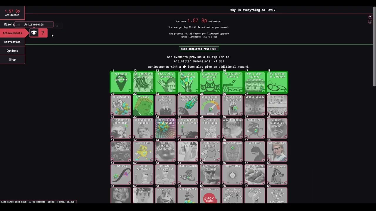 Antimatter Dimensions getting all the dimensions unlocked