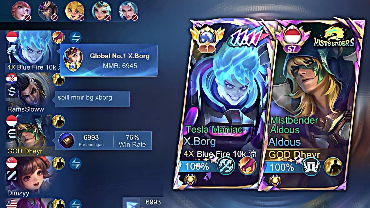Nyobain Duo Ranked Bareng Top Global 1 X-Borg! Blue Fire X Borg Terbaik!