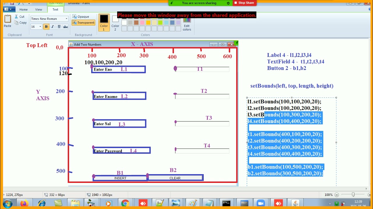Java - (Awt setBounds() methods)