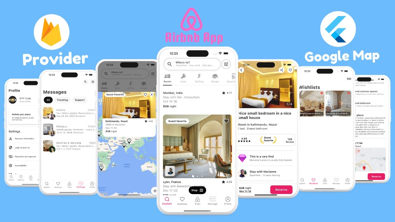 Build a Complete Airbnb App with Flutter, Firebase, Google Maps & Provider