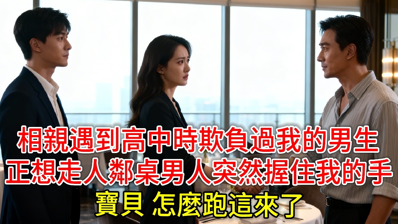 相親遇到高中時欺負過我的男生，正想走人，鄰桌陌生男人突然握住我的手：“寶貝，不是說好今天見我爸媽，怎麼跑這來了？”#玖玖講故事#現代愛情#女性主角#為人處世#生活經驗#故事#小說#情感#婚姻#人生哲理