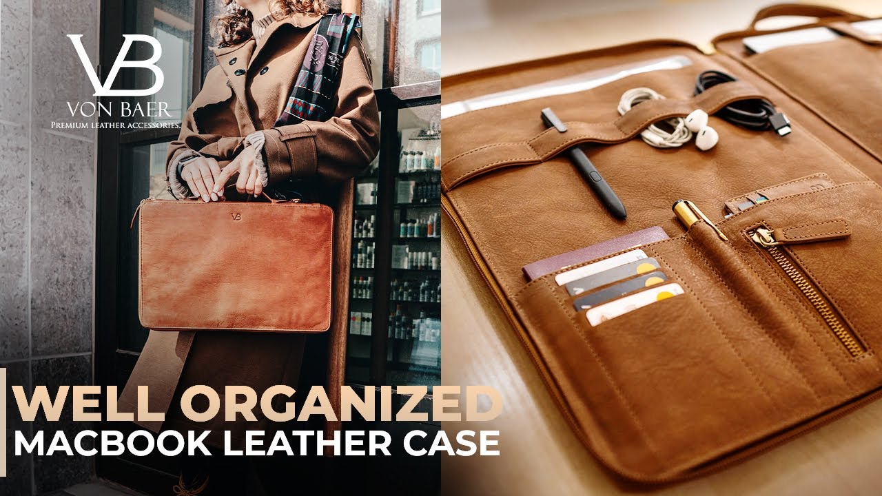 Well Organized Laptop Leather Bag &mdash; MacBook Sleeve Organizer 11