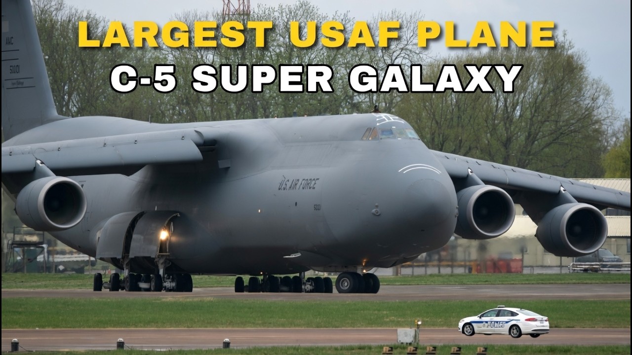 BIGGEST Military Transport C-5M Super Galaxy Takeoff | RAF Fairford | B1 / B52 Bombers Supply Drop