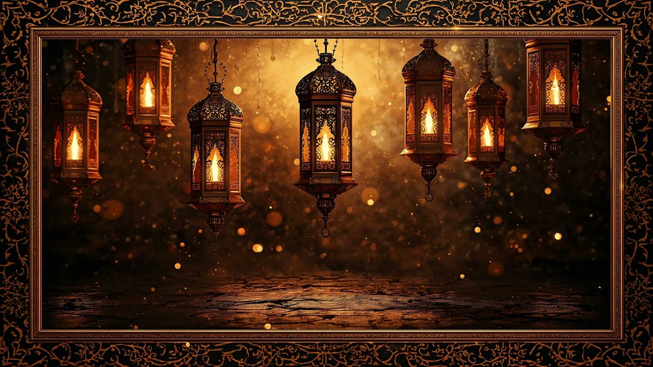 Golden Ramadan Lanterns 4K 🌙 Relaxing Islamic Ambience | TV Wallpaper | فانوس رمضان | خلفية فاخرة 