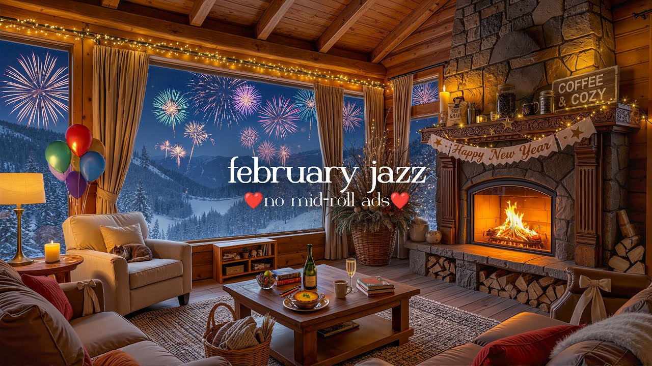Winter Wonderland Jazz (NO MID-ROLL ADS) ❄️ Cabin Jazz with Fireplace Ambience, Relaxing & Study