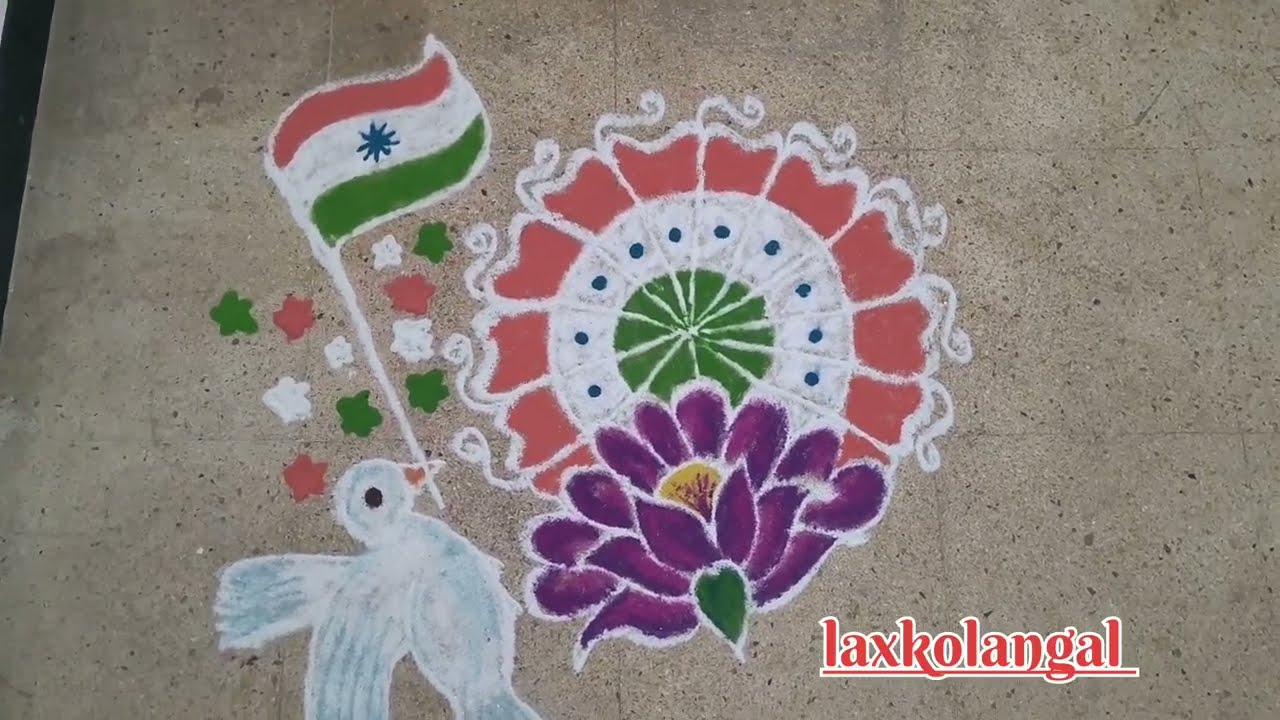 🇮🇳 Republic day special rangoli design 🇮🇳 Free hand rangoli 🇮🇳 laxkolangal