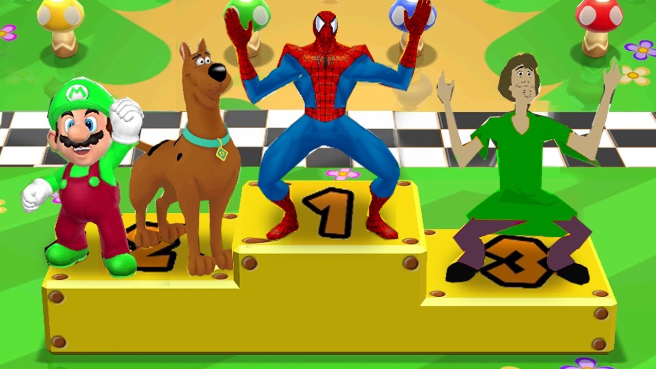 Mario Party 9 MiniGames: Скуби-Ду против Марио против Человека-паука против Шэгги (сложность «Мас...