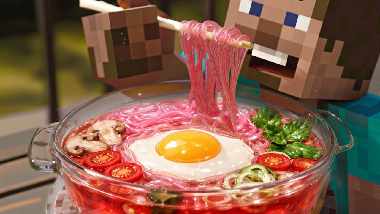 Minecraft Physics Showcase - Makin Veggie Ramen Bowl  | ZenBlock Craft
