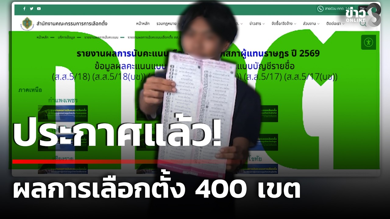 กกต. ประกาศผลการเลือกตั้ง 400 เขต | 19 ก.พ. 69 | คุยข่าวเช้าช่อง8
