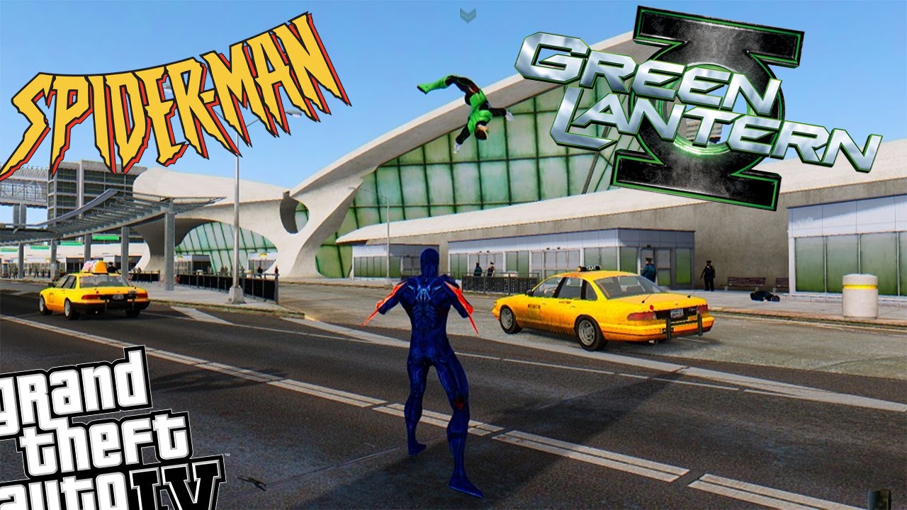 GTA IV Spiderman 2099 Mod vs Green Lantern Mod - Hide and Seek!!
