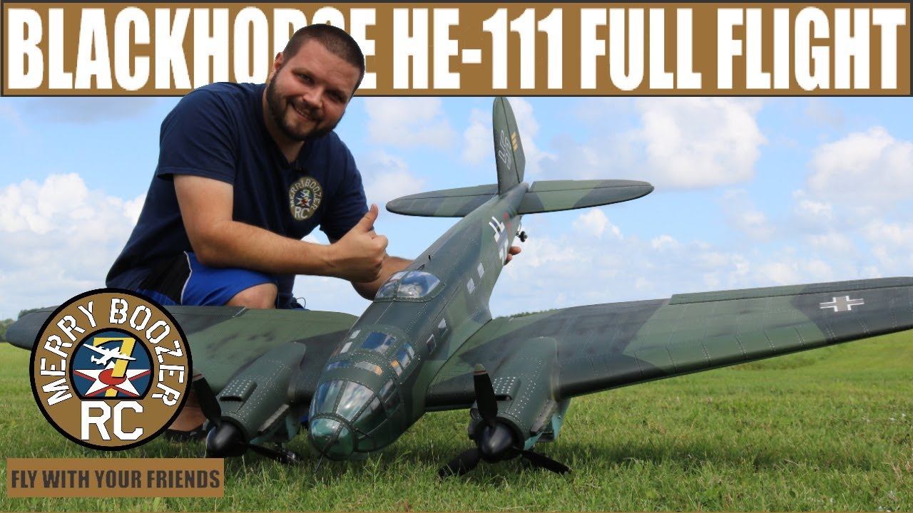 Black Horse Heinkel He-111, размах крыльев 1750 мм (68,9 дюйма), ARF, полный полёт