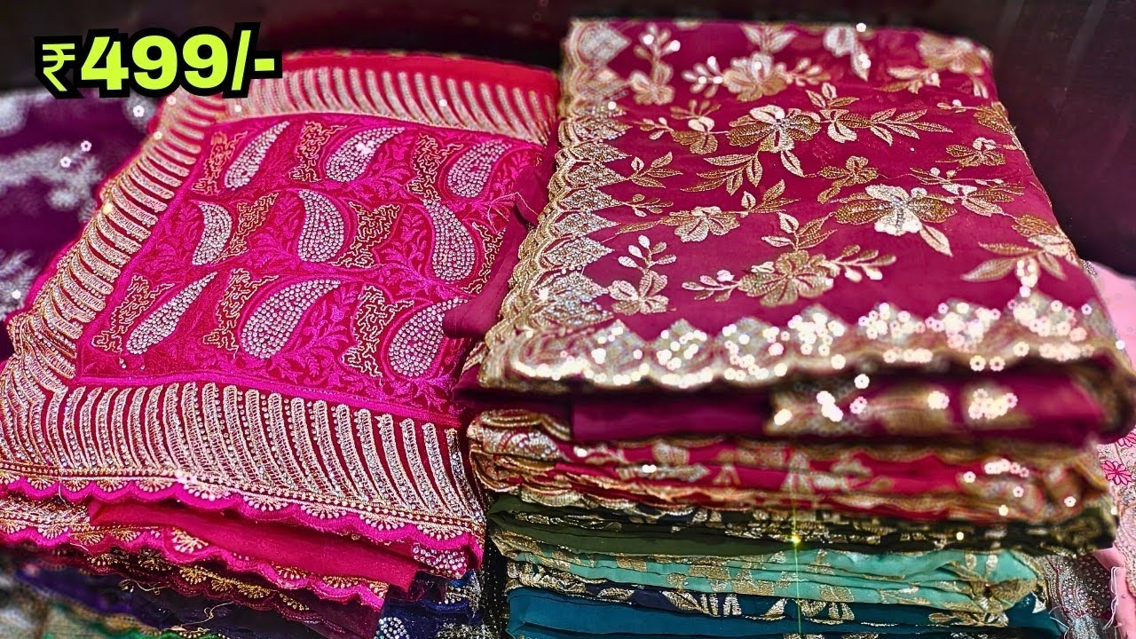 Wholesale Wedding Sarees 😍 Tissue Organza Jimmichu Fancy SareesCharminar Shopping