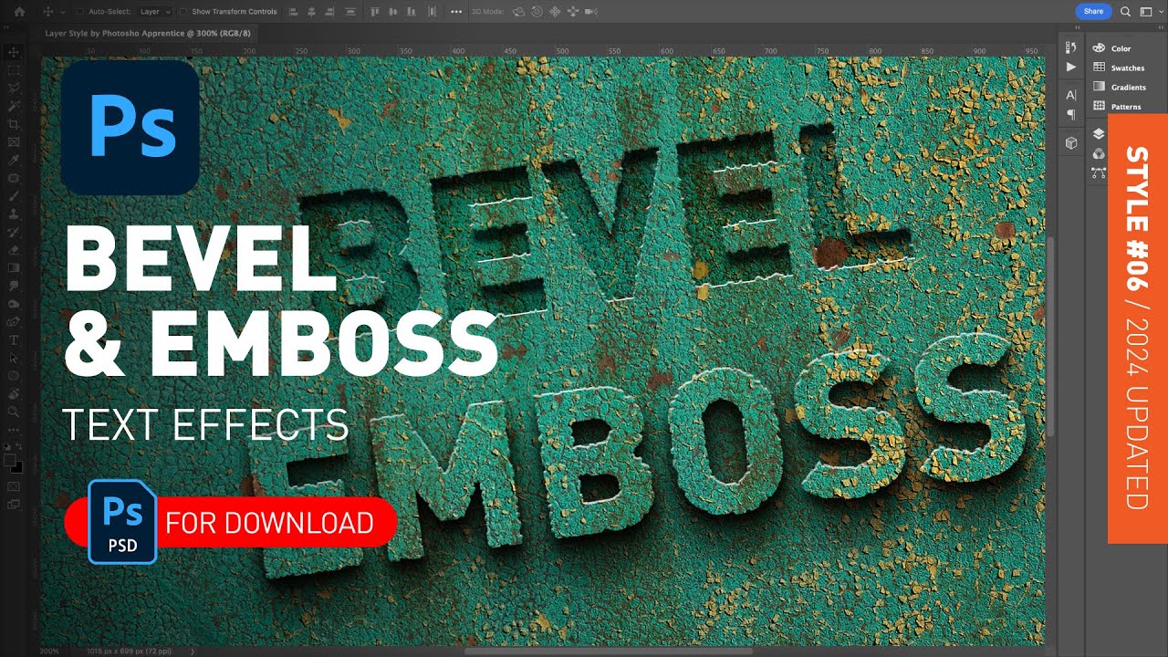 Bevel & Emboss - Layer Style in Photoshop + PSD File Demonstrated