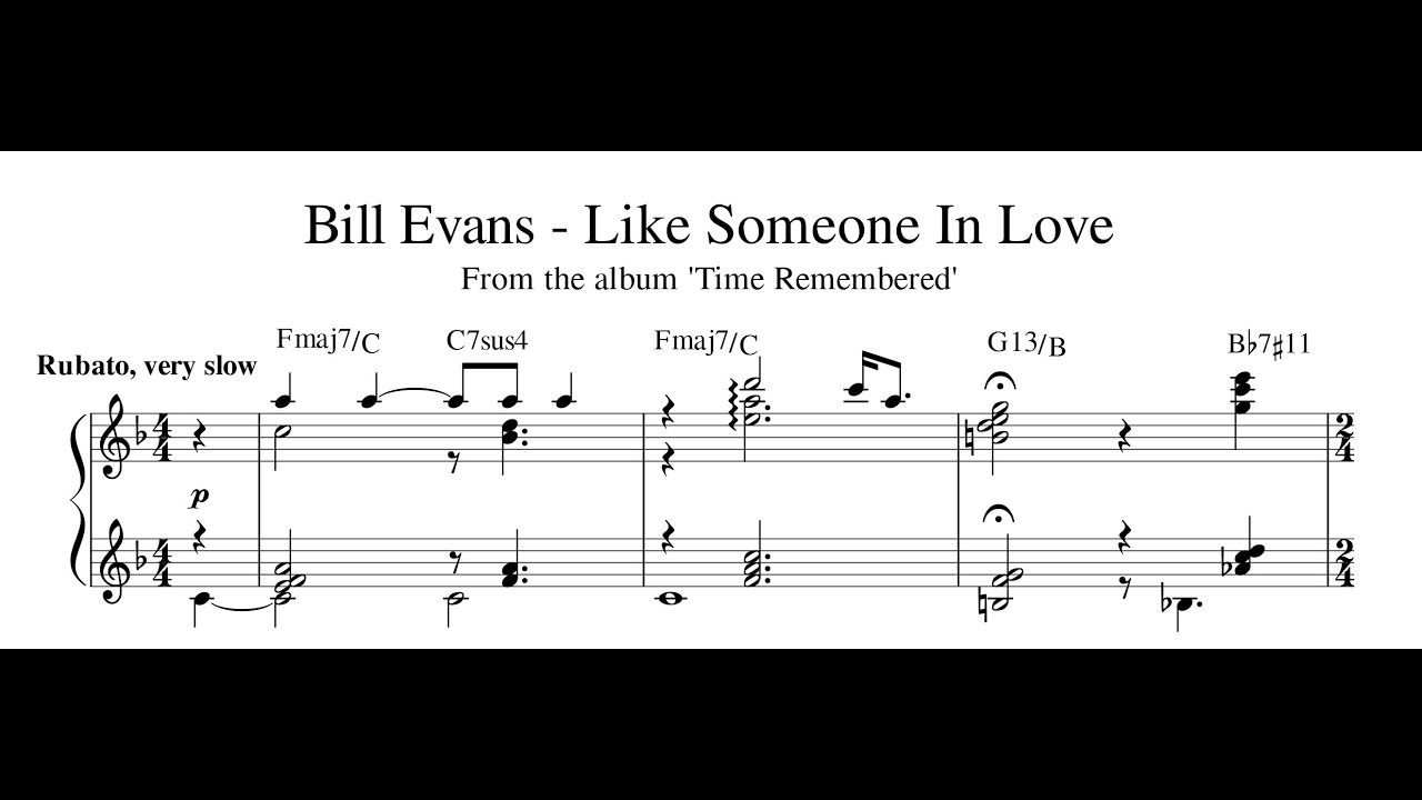 Bill Evans -  Like Someone In Love - Piano Transcription (Sheet Music in Description)