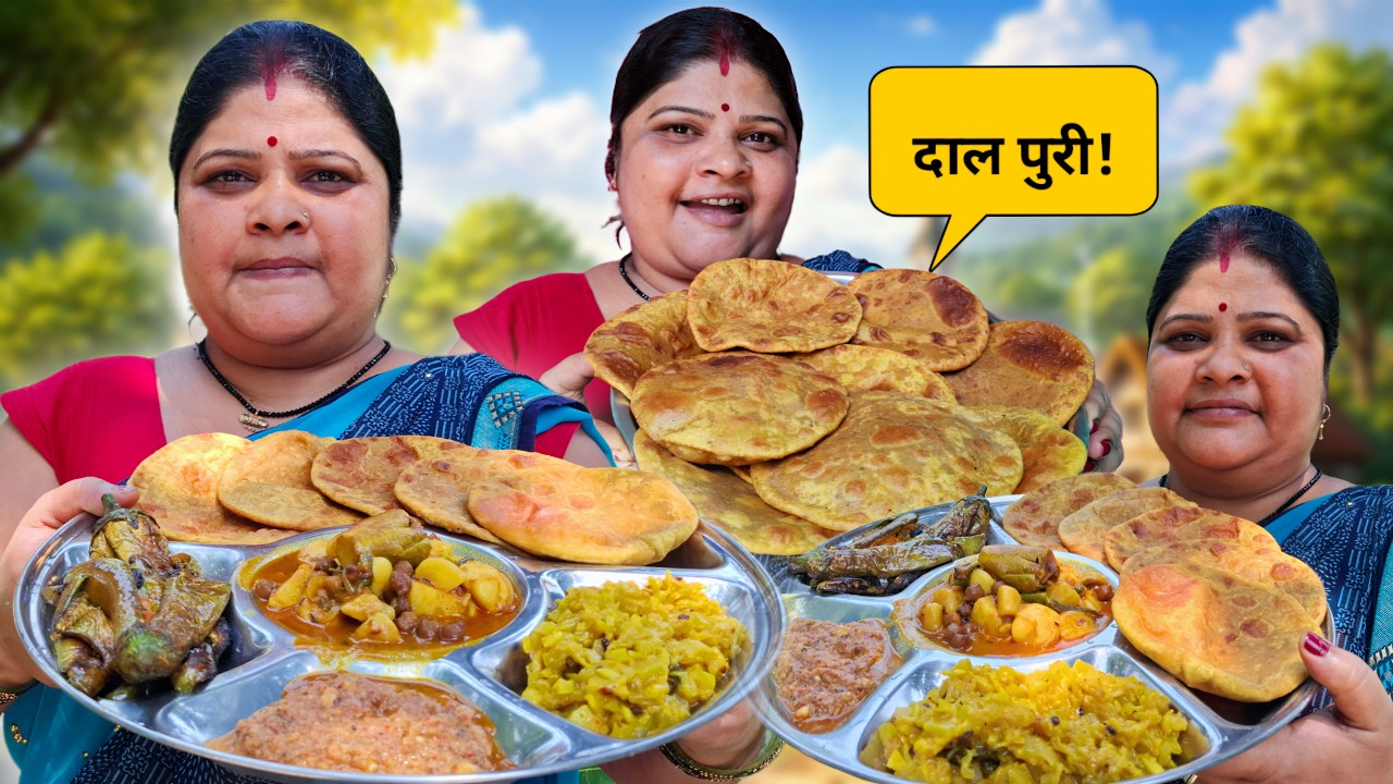 You'll forget the city food when you taste this traditional Mithila vegetarian thali. Veg Thali, Dal Puri 