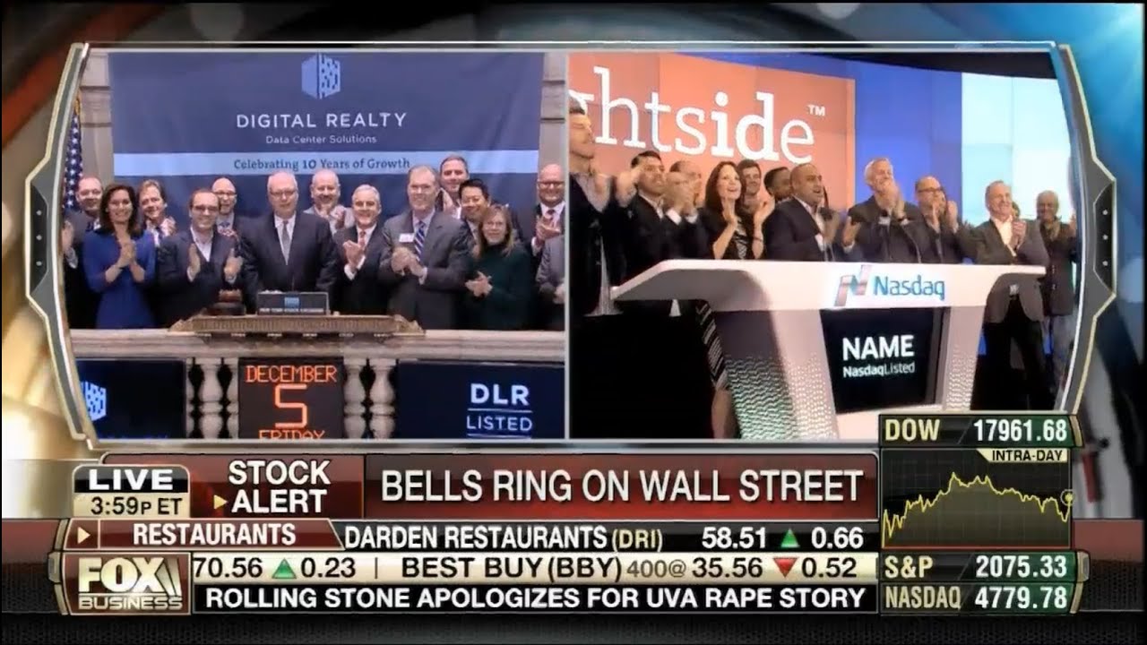 Rightside on FOX ringing the Nasdaq closing bell