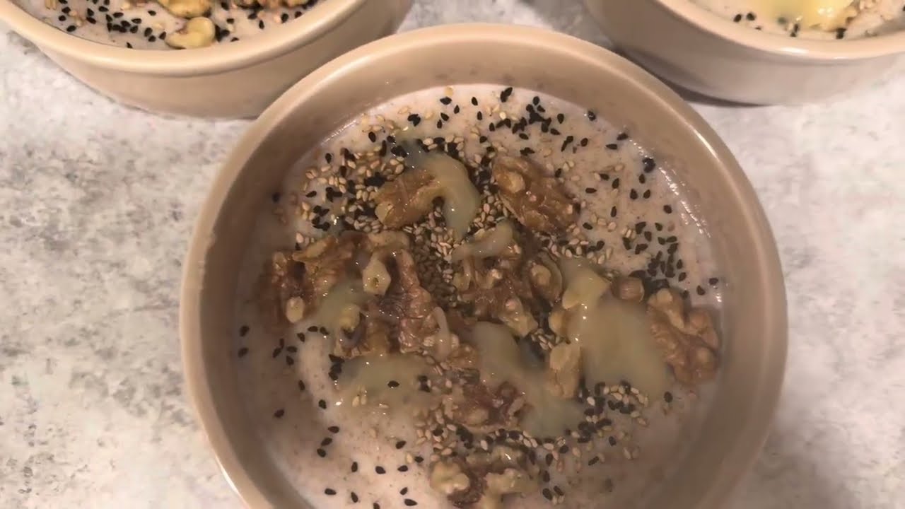 التلبينة النبوية بالمكسرات(مصدر غني بالالياف والعناصر الغذائية المفيدة) طعام مستوحى من السنة النبوية