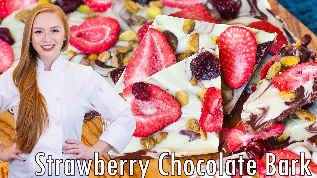 Homemade Holiday Chocolate Bark | with Freeze-Dried Strawberries & Pistachios