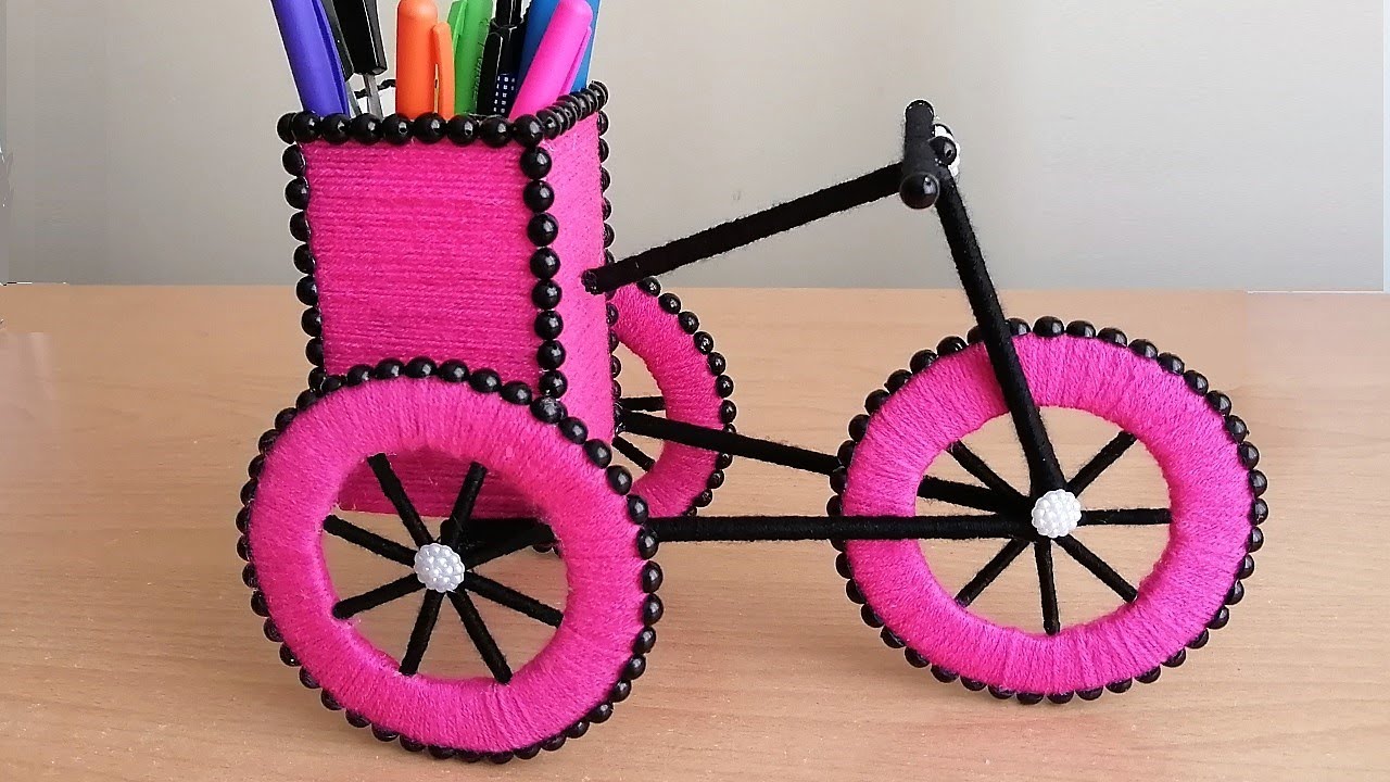 Dekoratif Masaüstü Bisiklet Kalemlik Yapımı / Cycle Pen Stand - DIY crafts