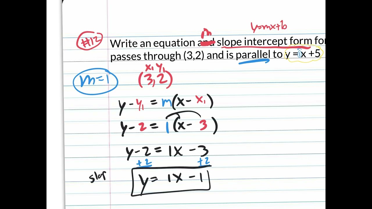 HW 4.4 Writing equation given a point and parallel or perpendicular line
