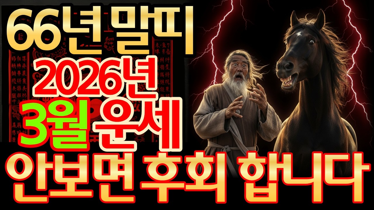 1966년 병오생 말띠, 2026년 丙午年 3월 상세 운세(재물운, 문서운, 건강운, 사업운, 직업운, 대인관계운, 애정운, 가정운, 띠궁합, 성씨궁합) 및 3월 행운 번호 공개