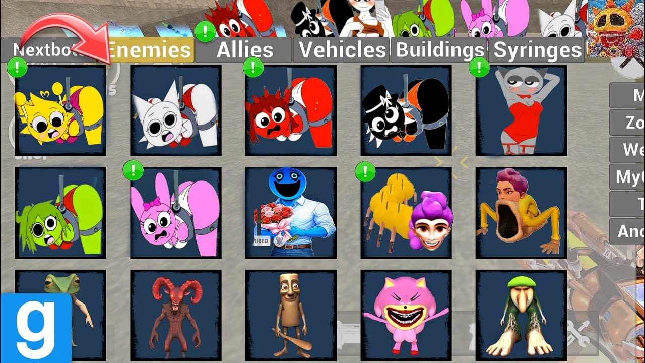 Мод Nextbots для игровой площадки обновил игру, появились новые персонажи: Спрунки, Венда Грей, П...