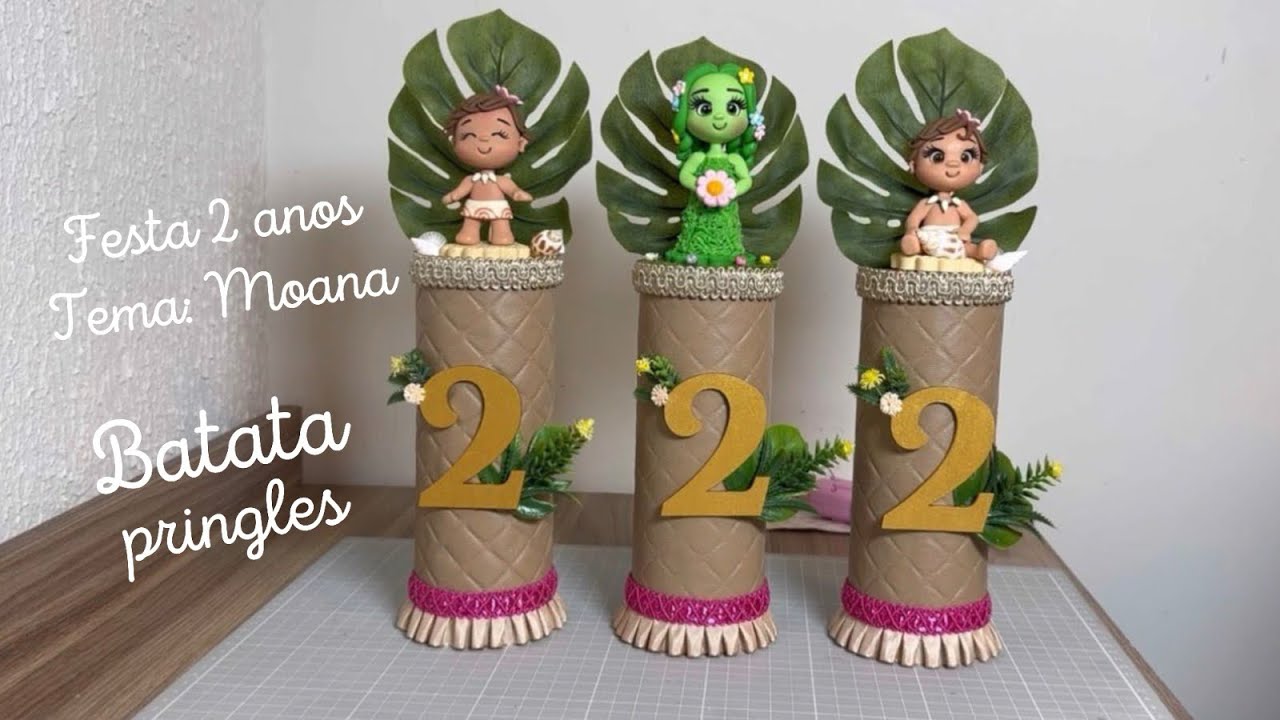 Fazendo Personalizado de Luxo da festa da Luiza, tema Moana - Batata Pringles