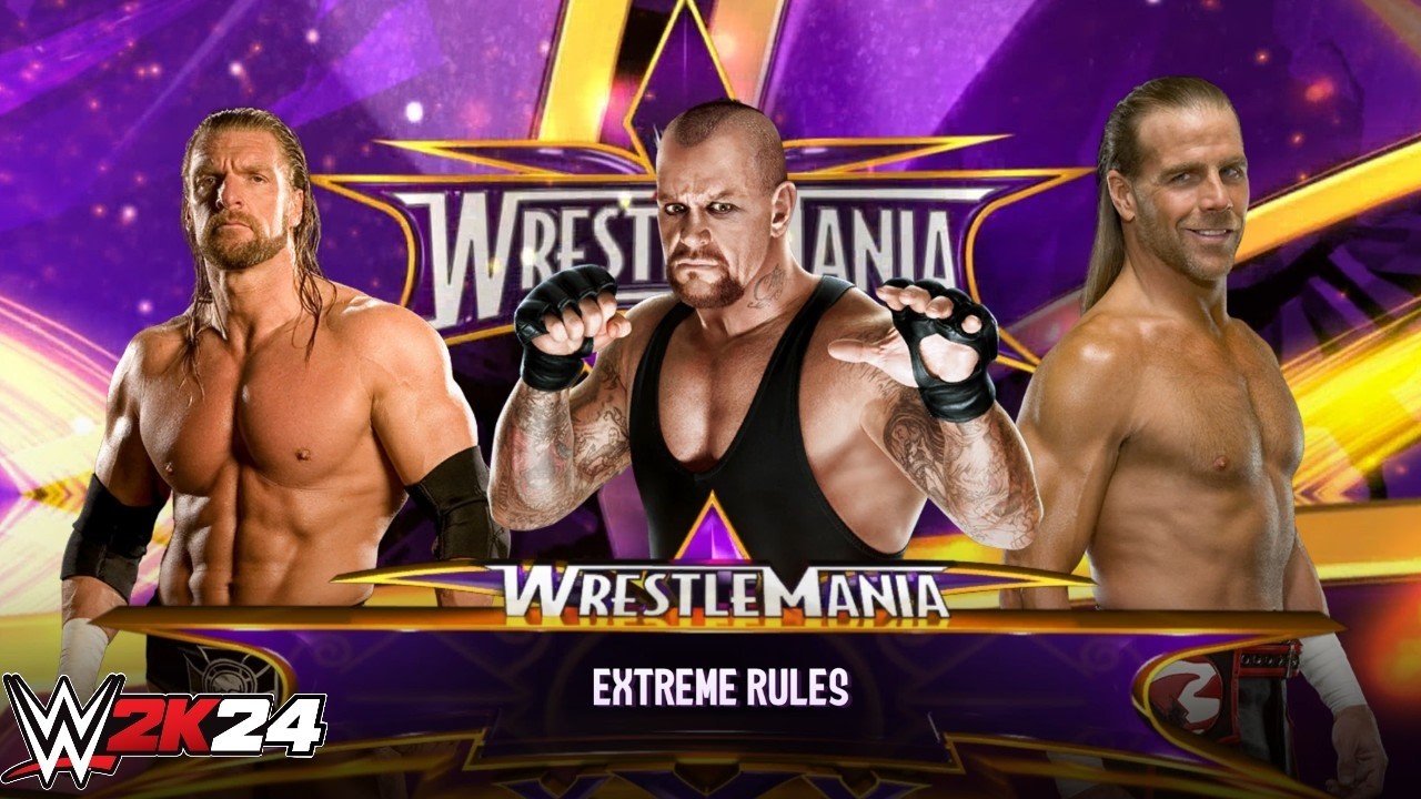 Full Match - Triple H vs Undertaker vs Shawn Michaels: Extreme Rules at Wrestlemania 30 | WWE 2K24 