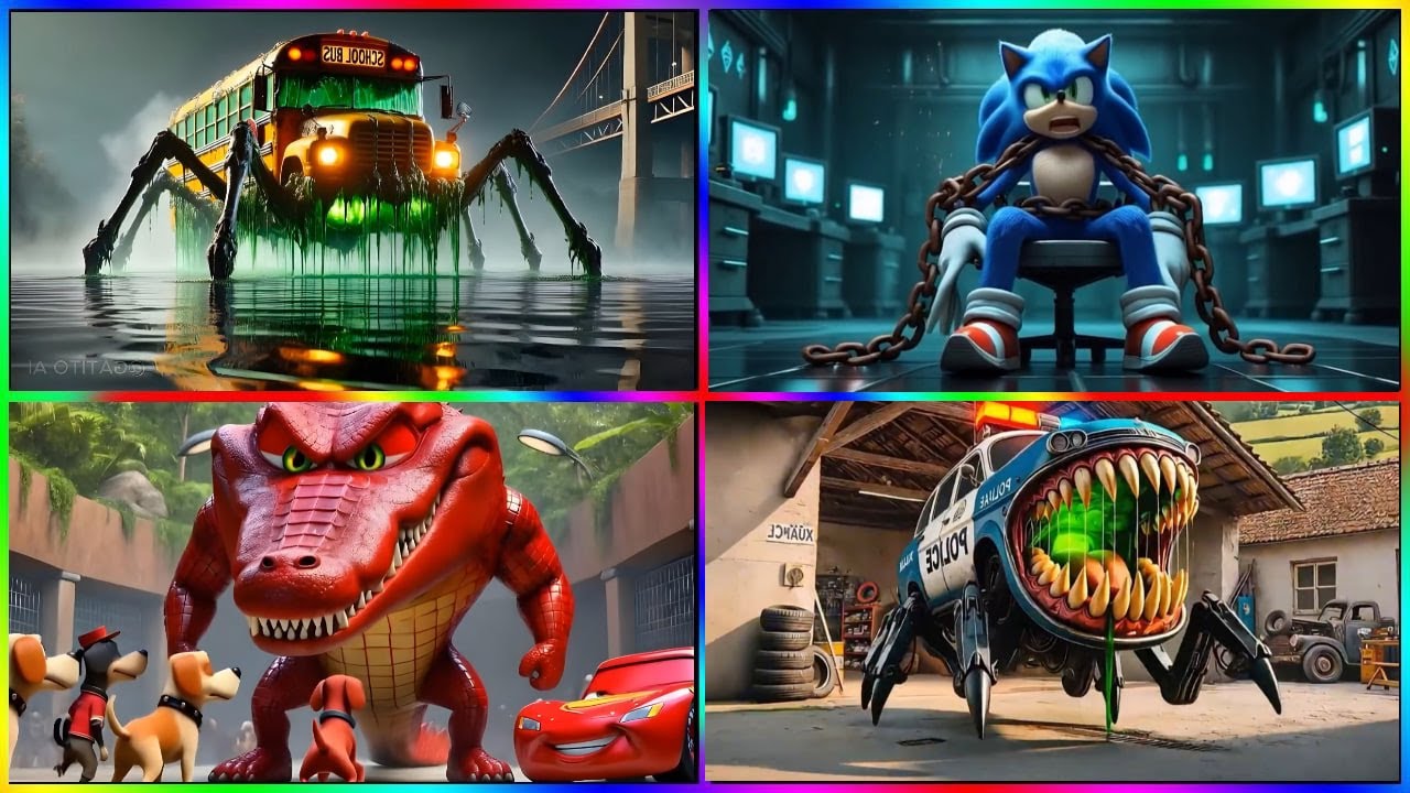 🚌 School Bus Monster 🆚 🌙 Lunar Moon 🆚 ✈Plane Monster🆚 🚆 Train Eater!