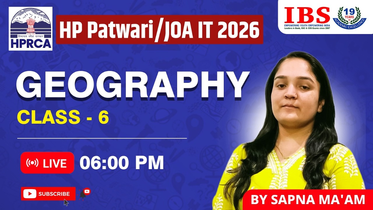 HP PATWARI / JOA IT -2026 II GEOGRAPHY CLASS 6  II WATCH NOW
