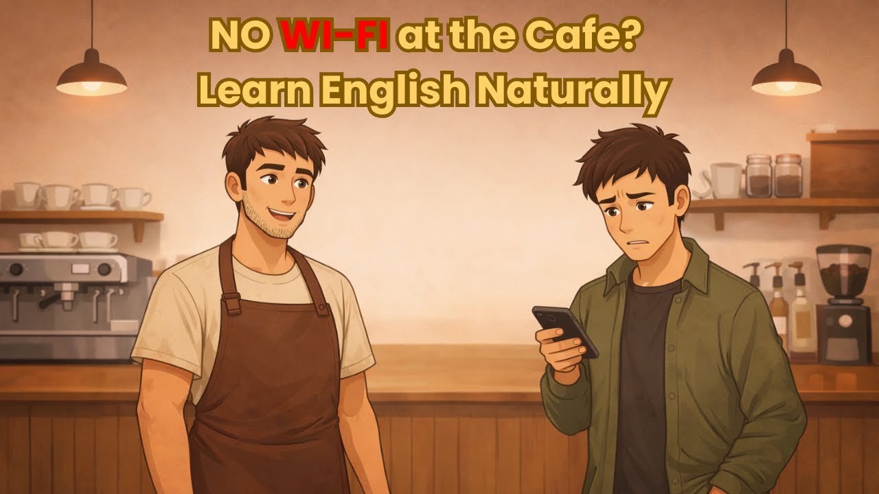 NO WI-FI?!  Learn English with a Real Cafe Story