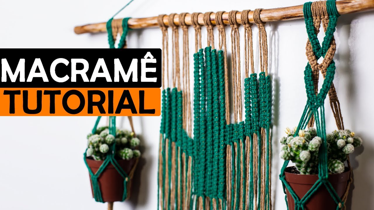PAINEL EM MACRAMÊ CACTO 3 EM 1 | SUPORTE PARA VASO EM MACRAMÊ PASSO A PASSO |#macrame