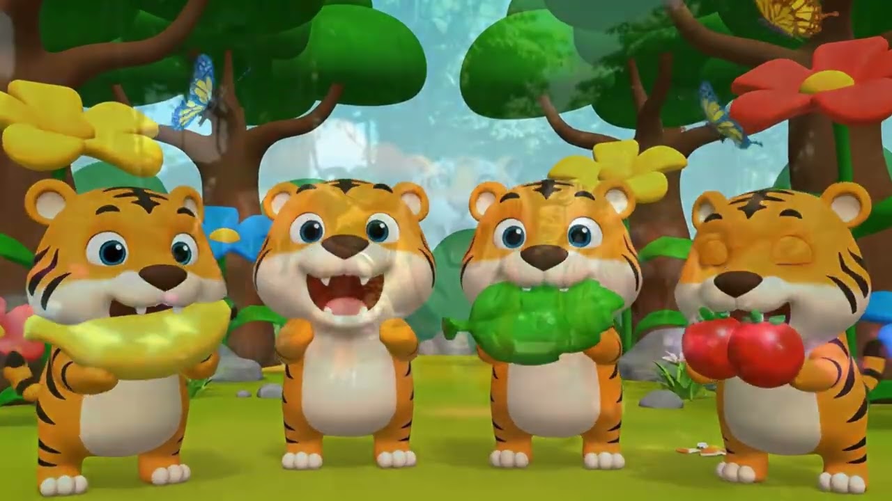 Tigres tiernos 🐯 Qué comen | Canción para bebés y niños con animalitos